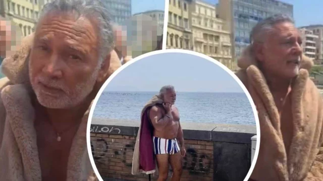 Francesco Paolantoni mantiene la promessa e sfila in boxer e pelliccia sul lungomare di Napoli (VIDEO)