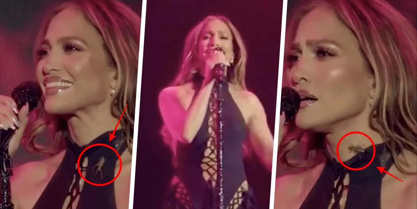 Un grillo si posa sul collo di Jennifer Lopez durante il concerto, la reazione della cantante vi stupirà (VIDEO)