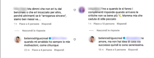 Le risposte di Belen Rodriguez dopo la polemica