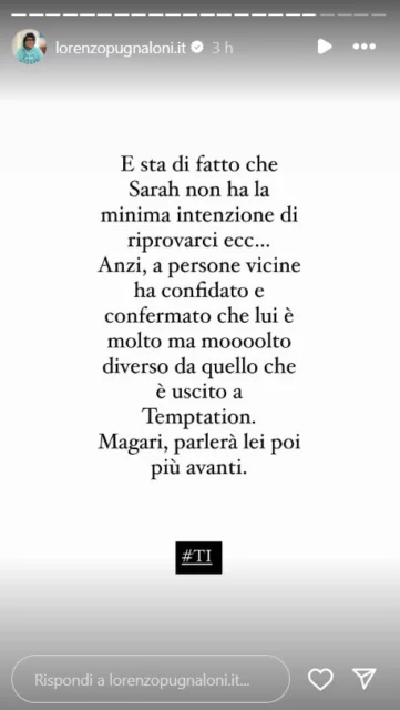 L'indiscrezione su Sarah e il rapporto con Valerio