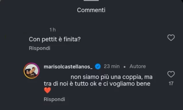 Marisol conferma rottura con Petit dopo Amici 23