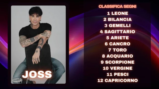 Oroscopo di Joss dal 25 al 31 agosto previsioni classifica segni
