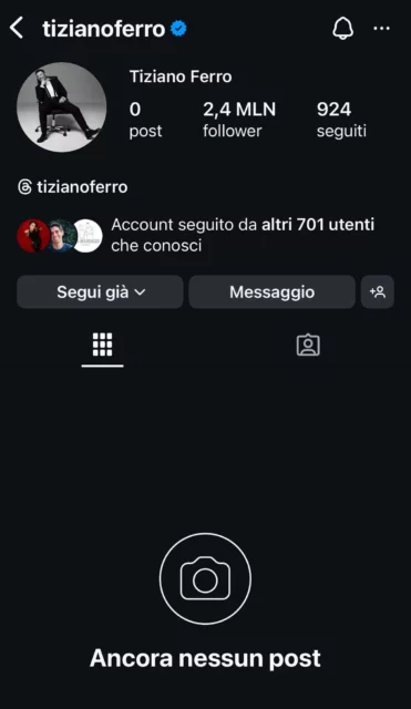 Profilo Instagram - Tiziano Ferro