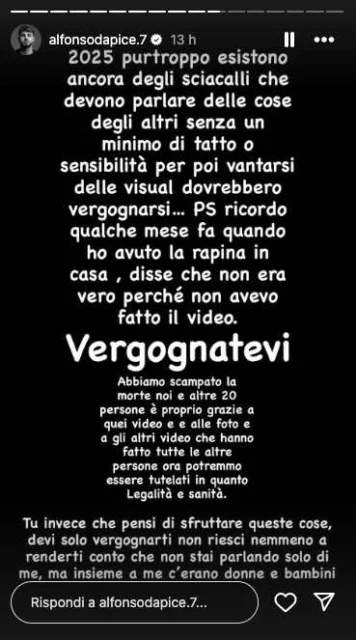 Storia Instagram Alfonso D'Apice