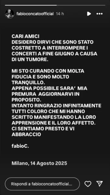 Storia Instagram Fabio Concato