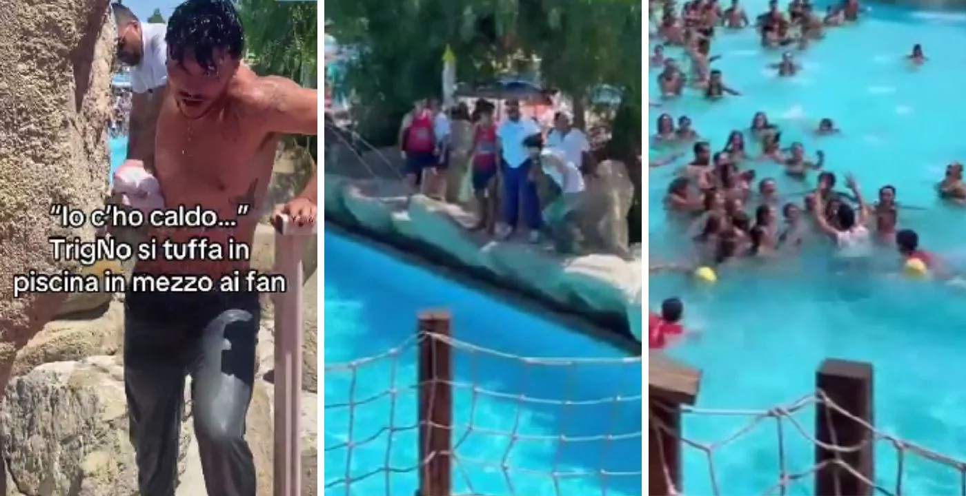 TrigNo si spoglia e si tuffa in piscina tra i fan durante un evento (VIDEO)