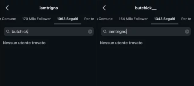 Profili Instagram di TrigNO e Chiara di Amici 24