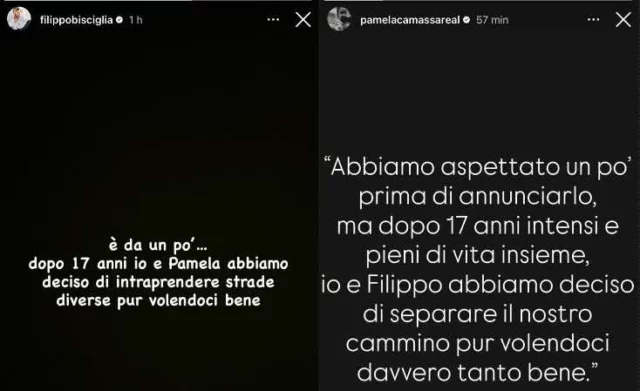 Storie Instagram di Filippo Bisciglia e Pamela Camassa