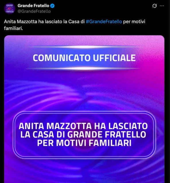 Il comunicato del Grande Fratello