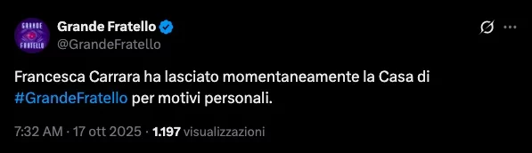Il post del Grande Fratello
