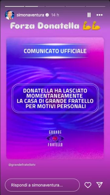 Storia Instagram Simona Ventura su Donatella del GF