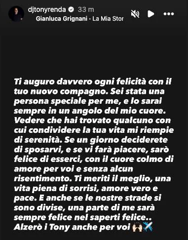 Storia Instagram di Tony Renda