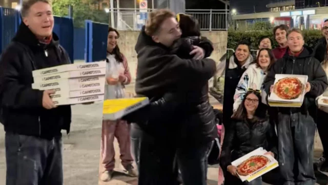 Alfa porta le pizze ai fan in fila dalla sera prima per il suo concerto