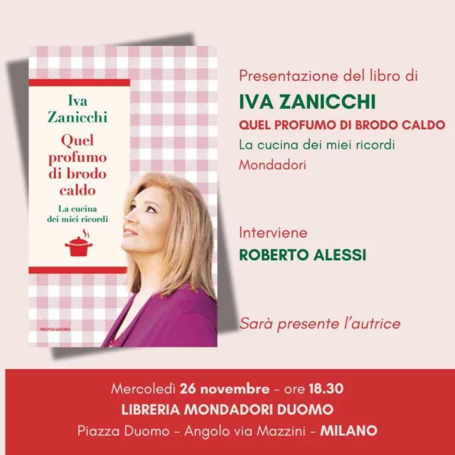 La locandina di presentazione del libro di Iva Zanicchi