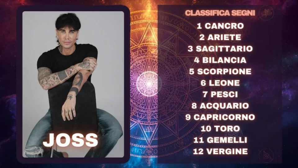 Oroscopo di Joss dal 10 al 16 novembre previsioni classifica segni