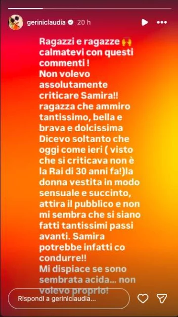 Storia Instagram Claudia Gerini