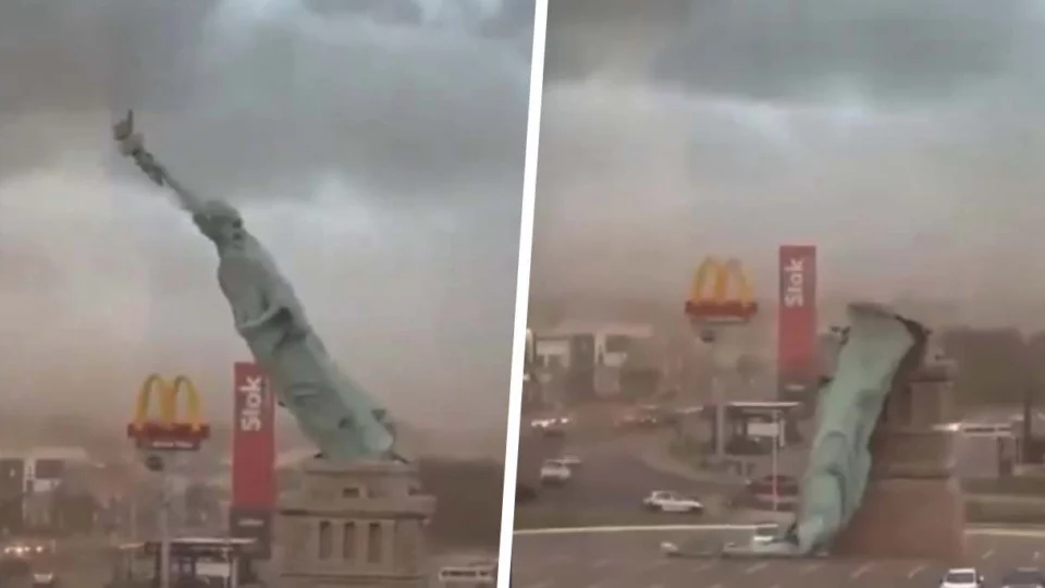 Statua della Libertà, crolla la replica in Brasile- il video virale