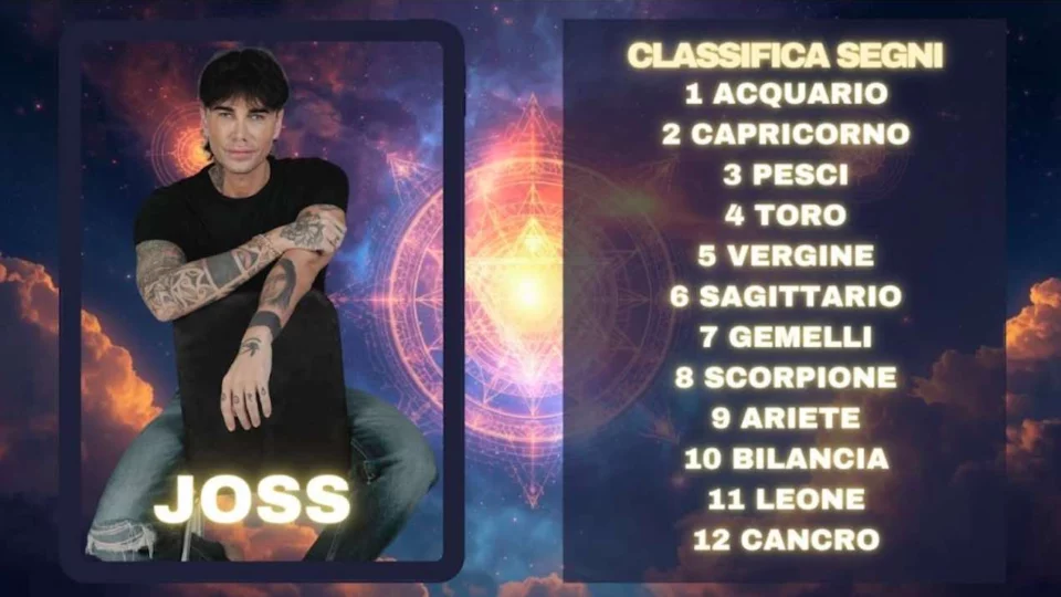 Oroscopo di Joss dal 12 al 18 gennaio previsioni classifica segni