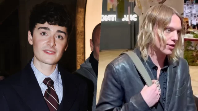 Noah Schnapp e Jamie Campell Bower arrivano alla Milano Fashion Week