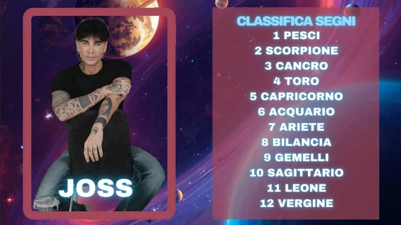 Oroscopo di Joss dal 23 febbraio al 1° marzo previsioni classifica segni
