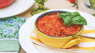 I risoni al tegamino con la salsa Agromonte